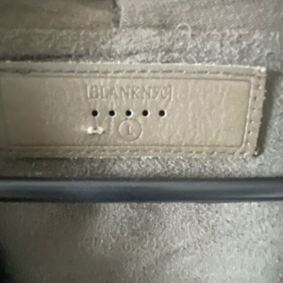 Blank NYC Jacket Womens L Green Faux Leather Drape Moto Boho Street Style - Picture 2 of 10